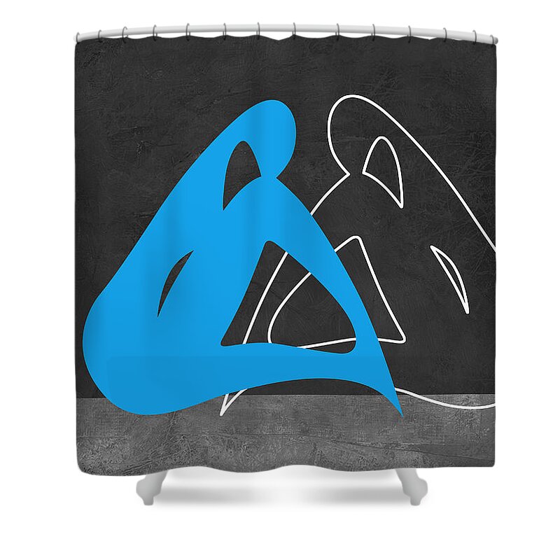 Abstract Shower Curtain featuring the painting Blue Woman by Naxart Studio