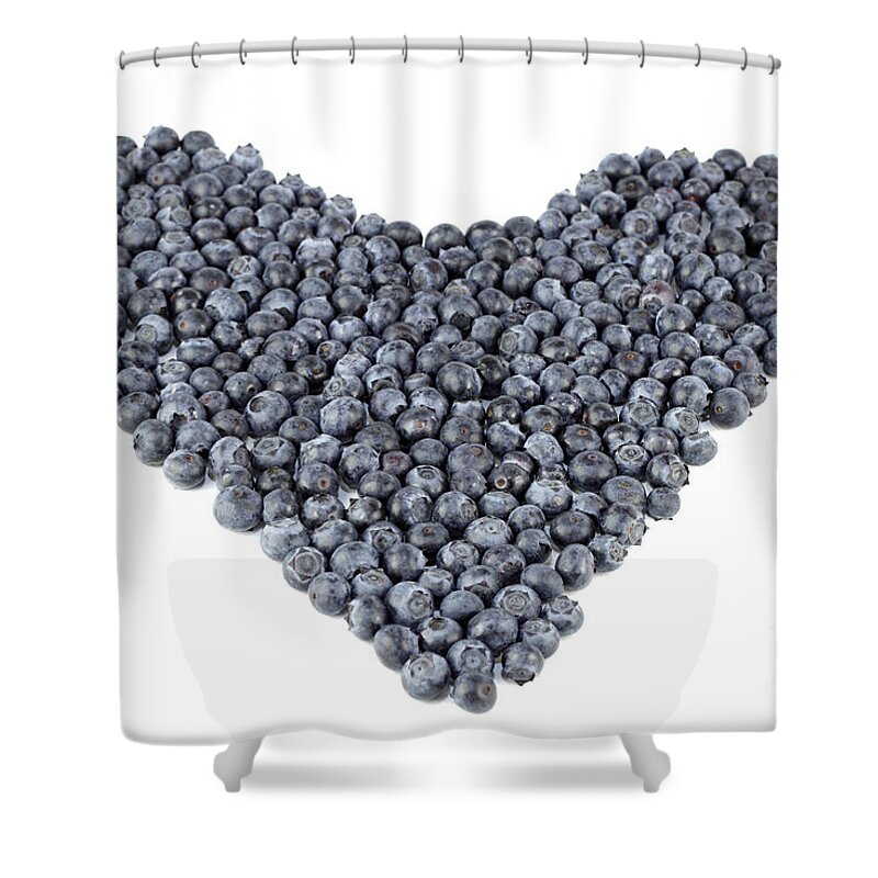 Fruit Shower Curtain featuring the photograph Blueberry Heart Organic by Lee Serenethos
