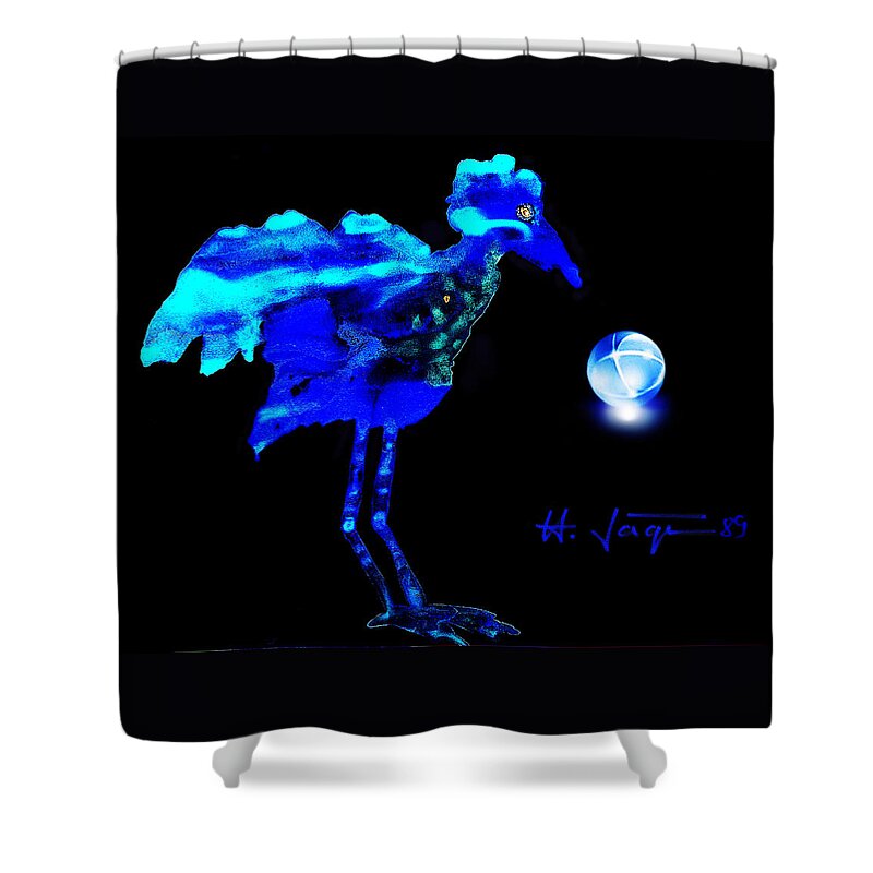 Blue Bird Shower Curtain featuring the painting Bluebird Watching by Hartmut Jager