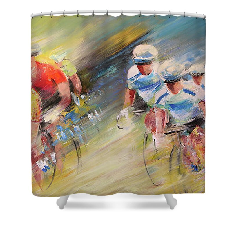 Sport Shower Curtain featuring the painting Blues United by Miki De Goodaboom