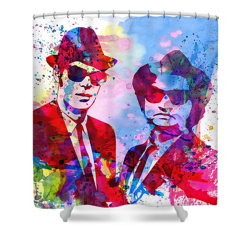  Shower Curtain featuring the painting Blues Watercolor by Naxart Studio