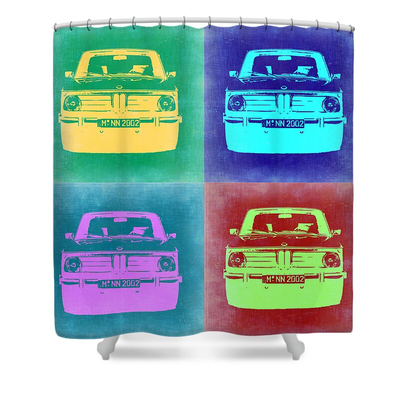 Bmw 2002 Shower Curtain featuring the painting BMW 2002 Pop Art 1 by Naxart Studio