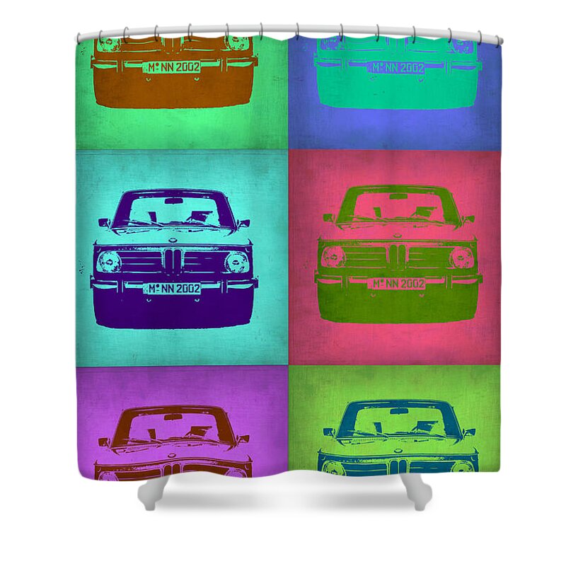Bmw 2002 Shower Curtain featuring the painting BMW 2002 Pop Art 2 by Naxart Studio