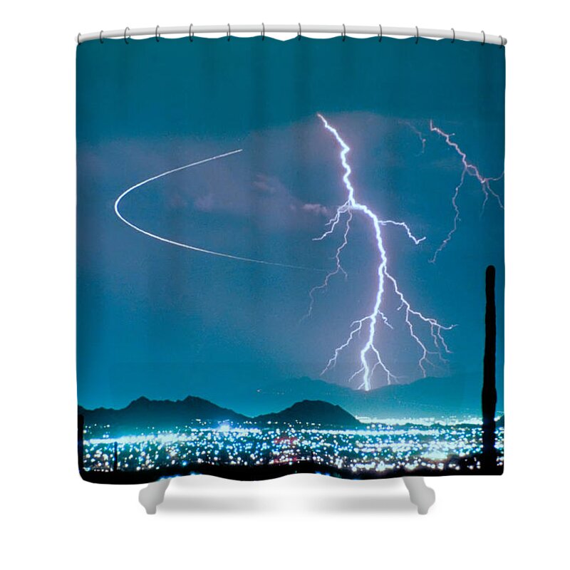 Lightning Shower Curtain featuring the photograph Bo Trek The Lightning Man by James BO Insogna
