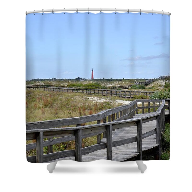 Dunes Shower Curtain featuring the photograph Boardwalk With A View by Carol Bradley