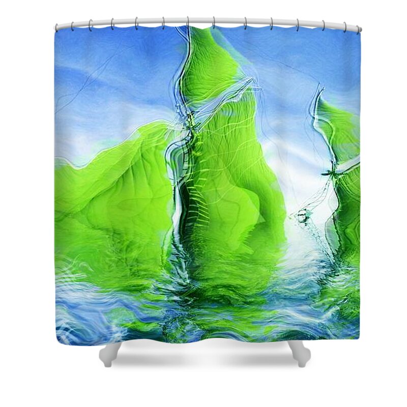 Shipwreck Shower Curtain featuring the digital art Sea Boat Collections - Naufrage - f11b03 by Variance Collections