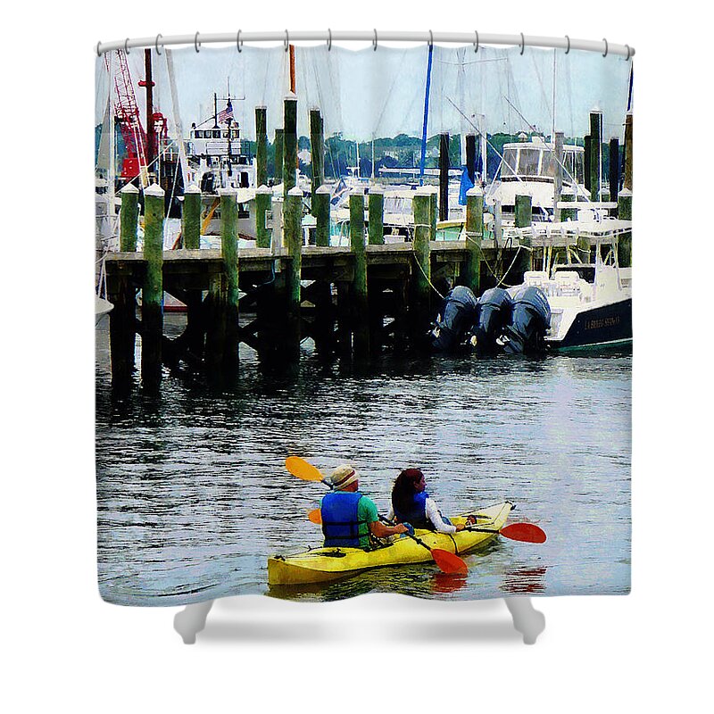 Boats Shower Curtain featuring the photograph Boat - Kayaking in Newport RI by Susan Savad