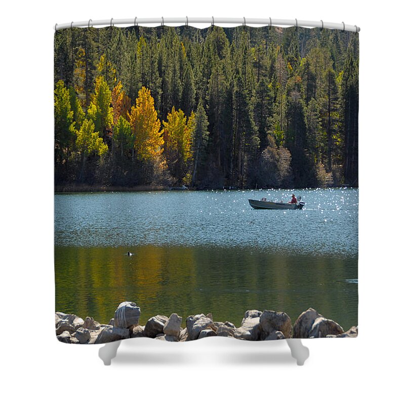 Fall Shower Curtain featuring the photograph Boating on Gull Lake by Lynn Bauer