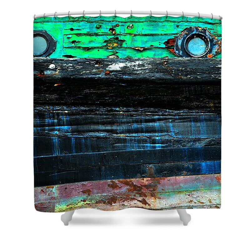 Newel Hunter Shower Curtain featuring the photograph Boatyard Abstract 7 by Newel Hunter