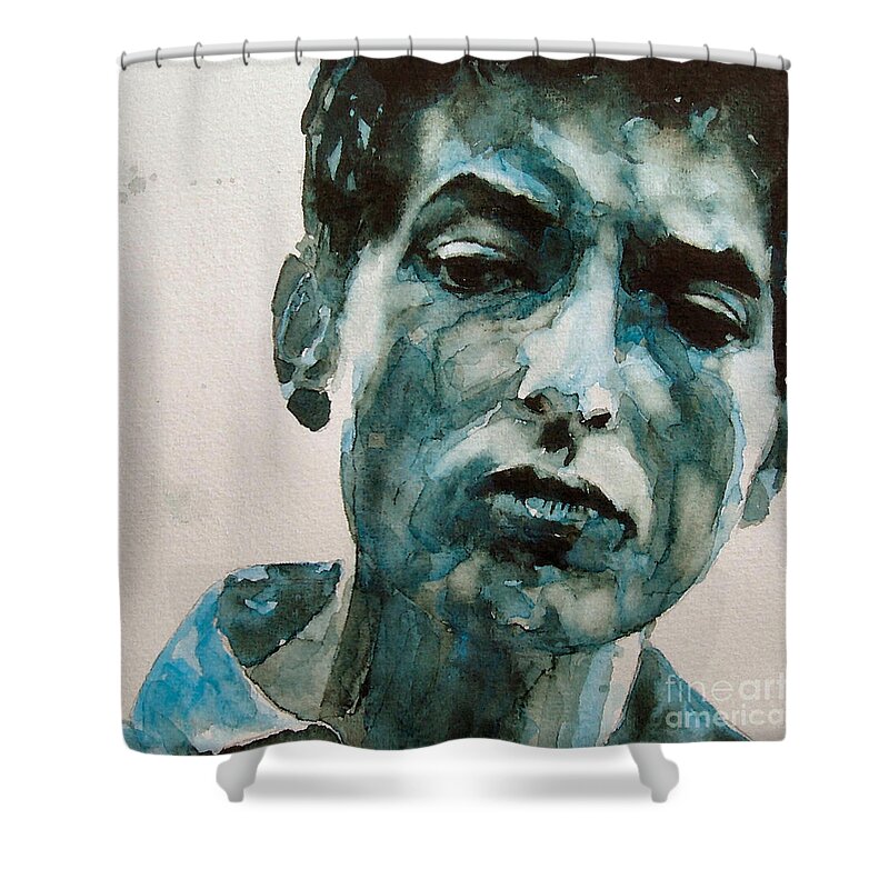 Bob Dylan Shower Curtain featuring the painting Bob Dylan by Paul Lovering