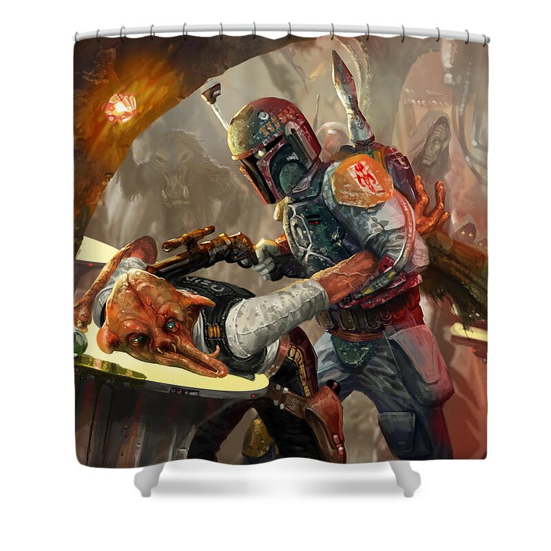 Star Wars Shower Curtain featuring the digital art Boba Fett - Star Wars the Card Game by Ryan Barger