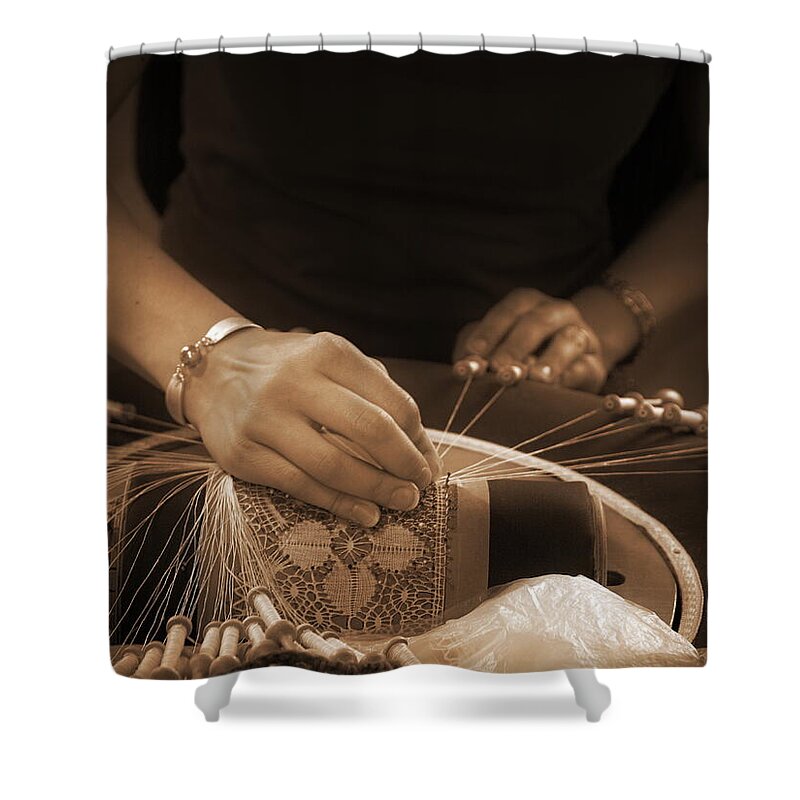 Finland Shower Curtain featuring the photograph Bobbin Lace at Old Rauma by Jouko Lehto