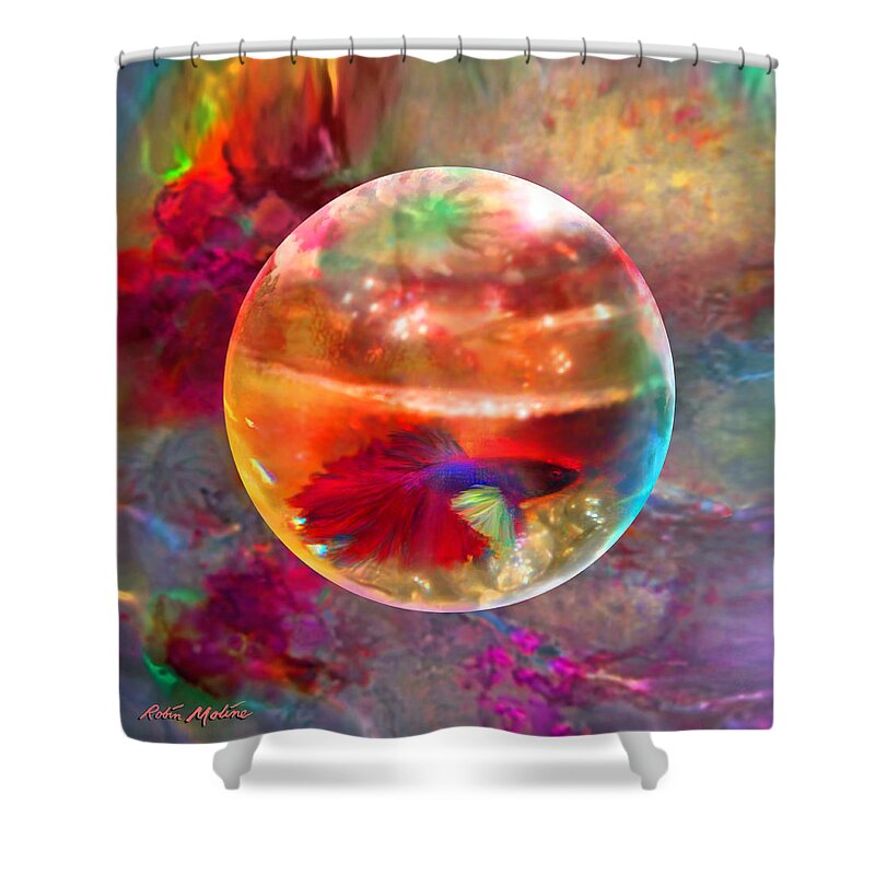  Betta Fish Shower Curtain featuring the painting Bol de Monet' by Robin Moline