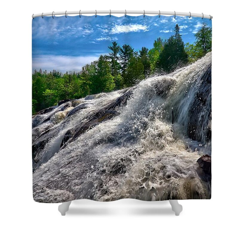 Hdr Shower Curtain featuring the photograph Bond Falls  by Lars Lentz