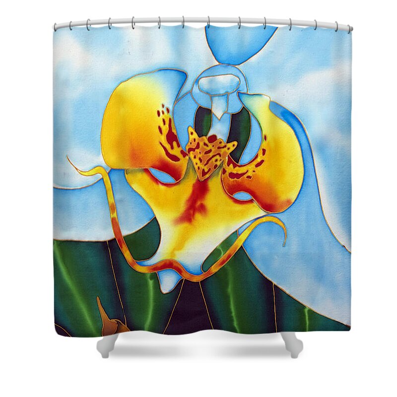 Orchid Flower Shower Curtain featuring the painting Bonnie Orchid I by Daniel Jean-Baptiste