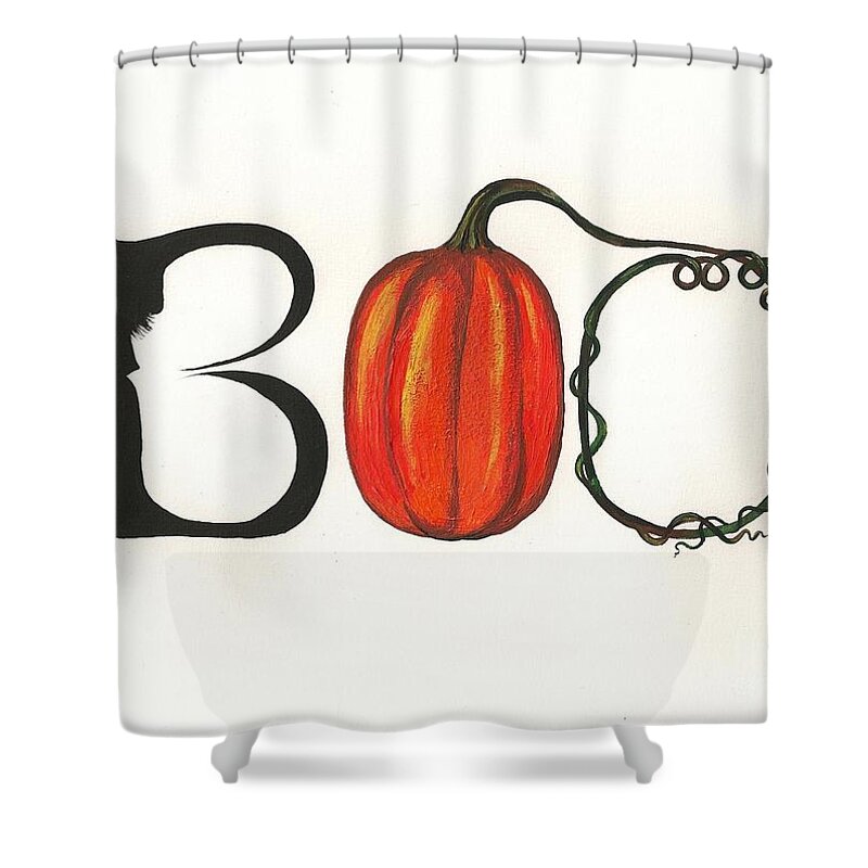 Print Shower Curtain featuring the painting BOO by Margaryta Yermolayeva