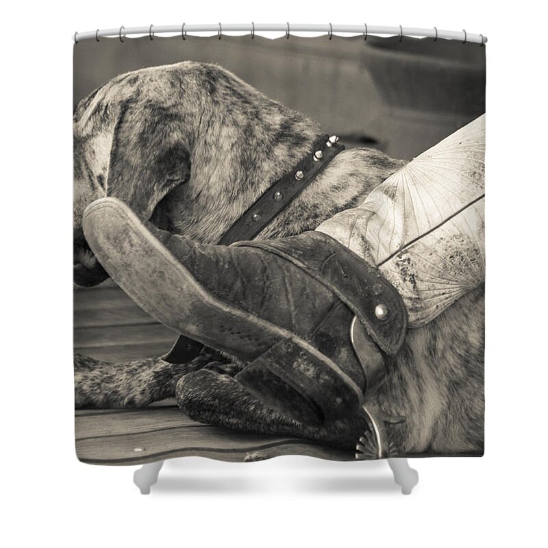 Made In America Shower Curtain featuring the photograph Boot Scootin by Steven Bateson