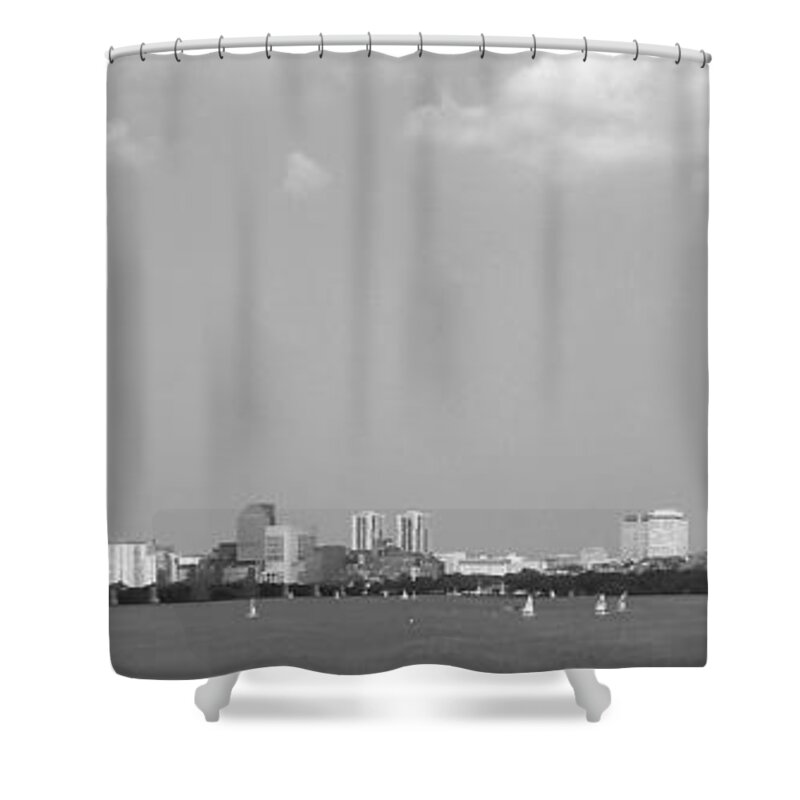 Boston Shower Curtain featuring the photograph Boston Massachusetts Black and White by Andrea Anderegg
