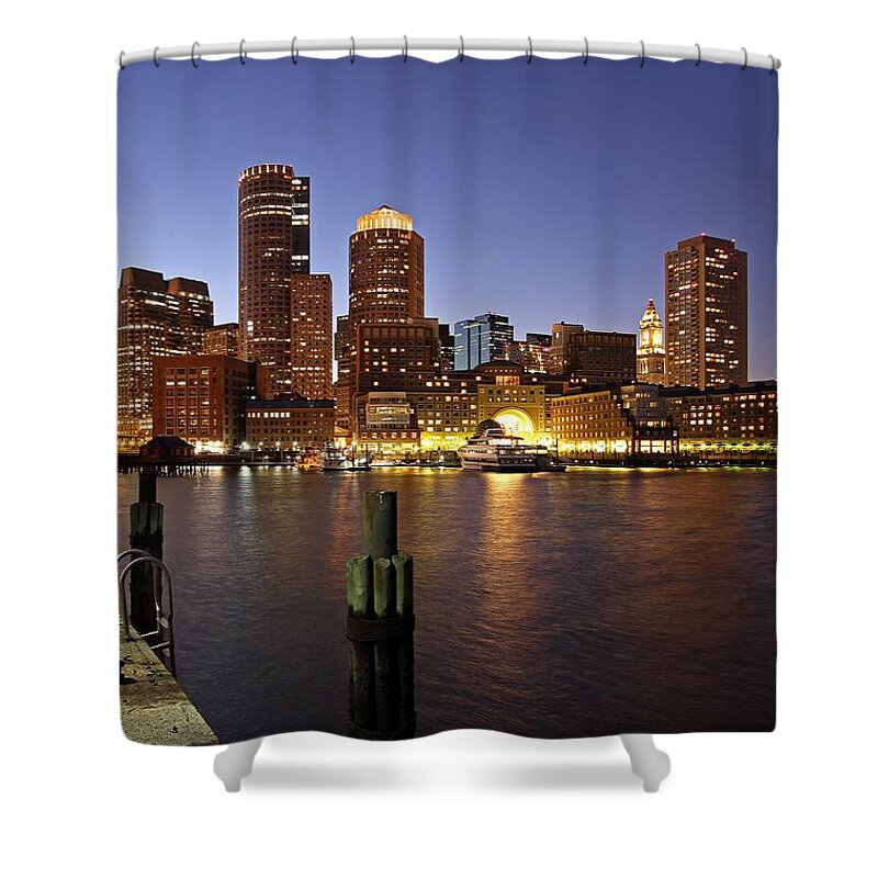 Boston Shower Curtain featuring the photograph Boston Skyline and Fan Pier by Juergen Roth