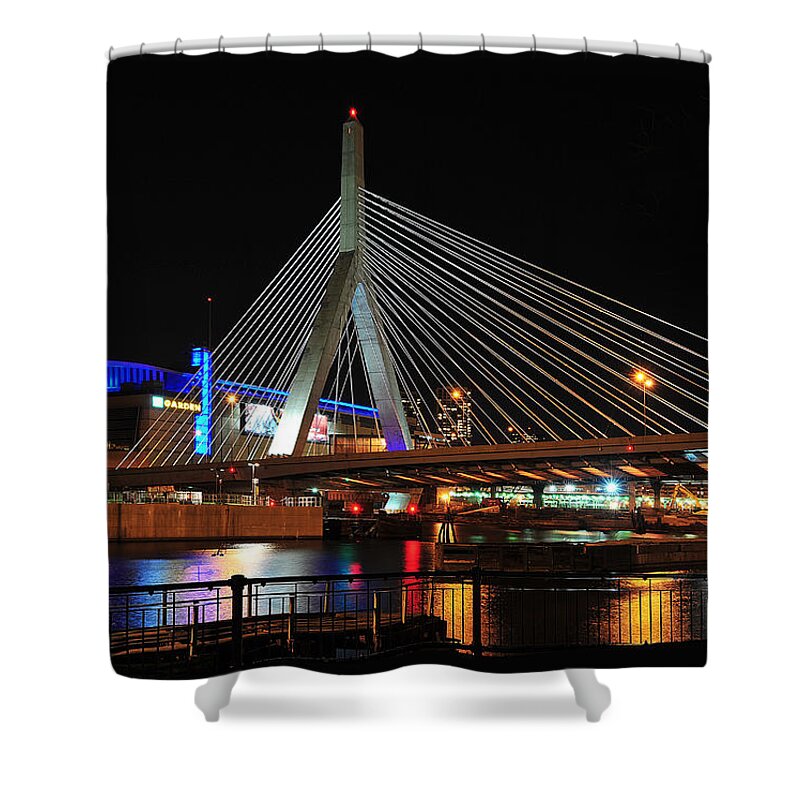 Best Cityscape Shower Curtain featuring the photograph Boston's Zakim-Bunker Hill Bridge by Mitchell R Grosky