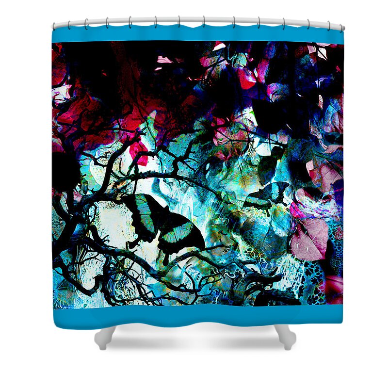 Butterfly Shower Curtain featuring the digital art Bougainvillea Moon by Lisa Yount