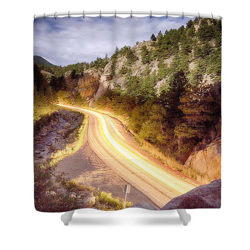 Night Shower Curtain featuring the photograph Boulder Canyon Beams Of Light by James BO Insogna