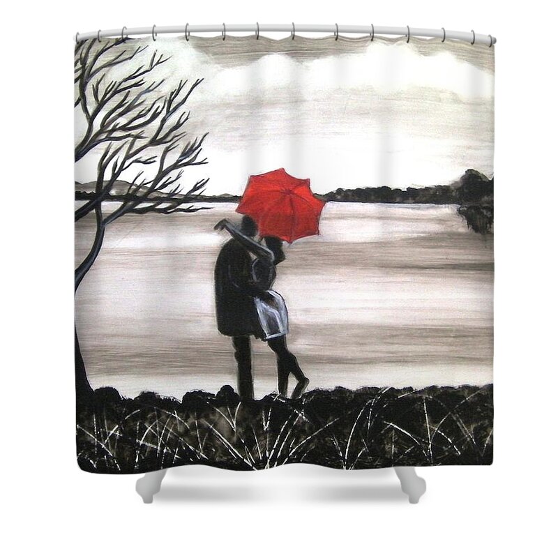 Love Valentine Romance Romantic Shower Curtain featuring the painting Bound by Love by Manjiri Kanvinde