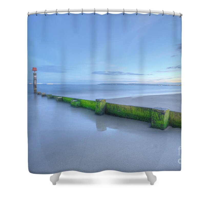 Yhun Suarez Shower Curtain featuring the photograph Bournemouth Beach Sunset by Yhun Suarez