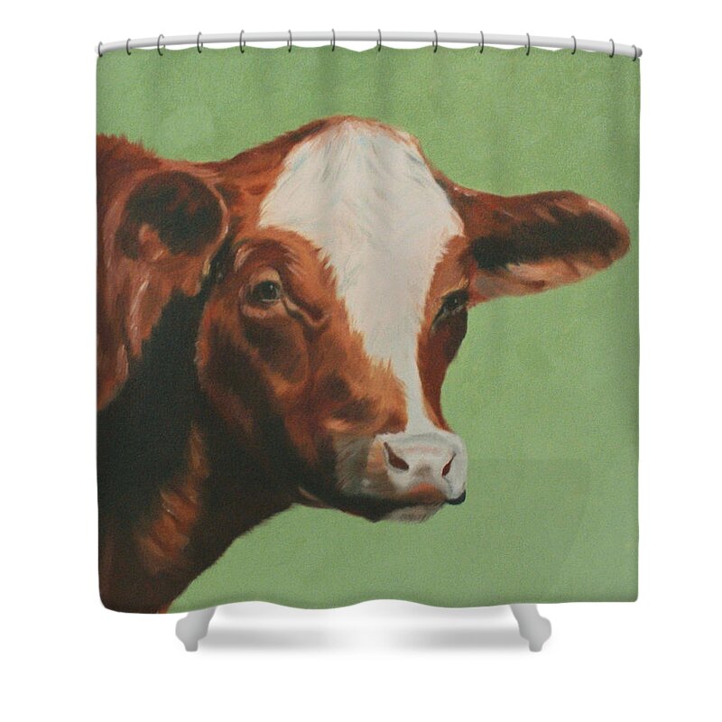 Cow Shower Curtain featuring the painting Bovine Beauty by Jill Ciccone Pike