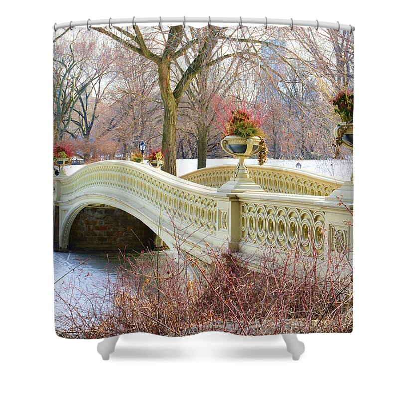 Paul Ward Shower Curtain featuring the photograph Bow Bridge in Central Park NY by Paul Ward