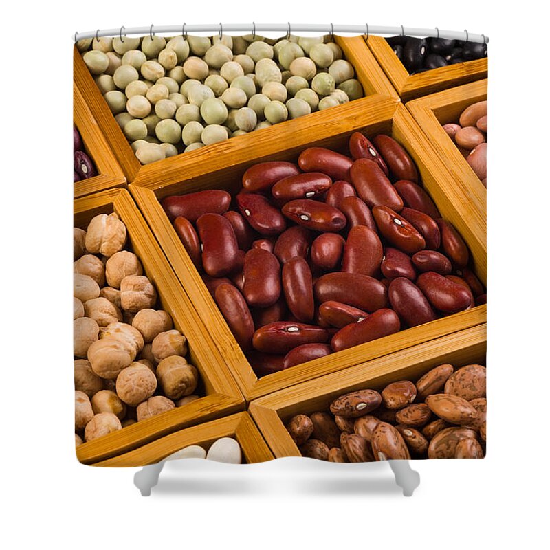 Agricultural Shower Curtain featuring the photograph Boxes of beans by Raul Rodriguez