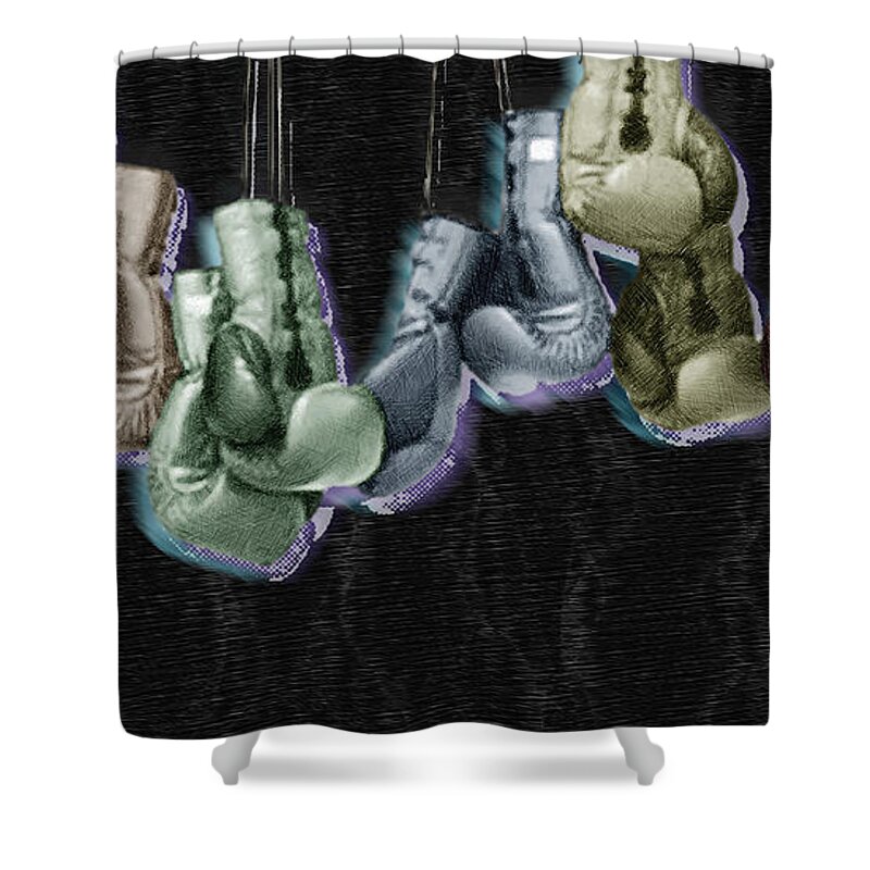 Glove Shower Curtain featuring the painting Boxing Gloves by Tony Rubino