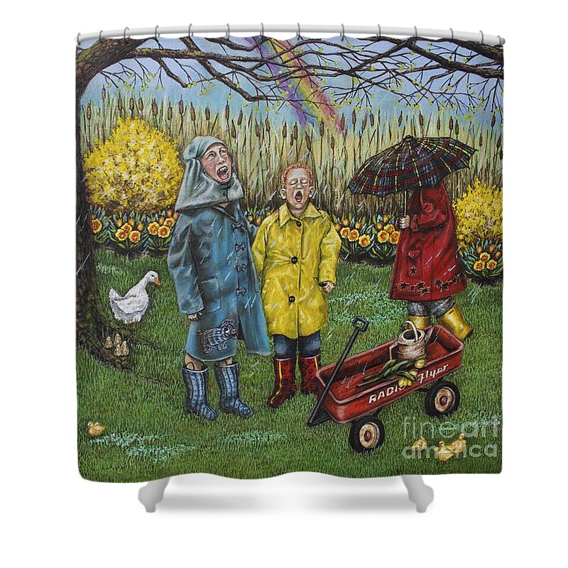 Color Shower Curtain featuring the painting Boys are What Ever by Linda Simon