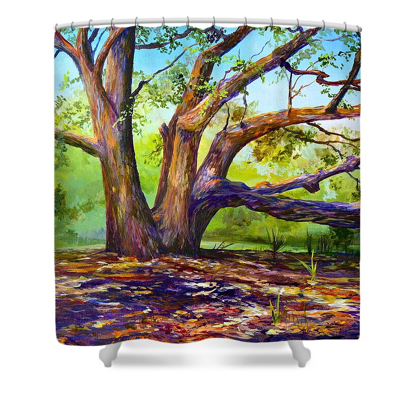 Merritt Island Shower Curtain featuring the painting Braided Oak by AnnaJo Vahle