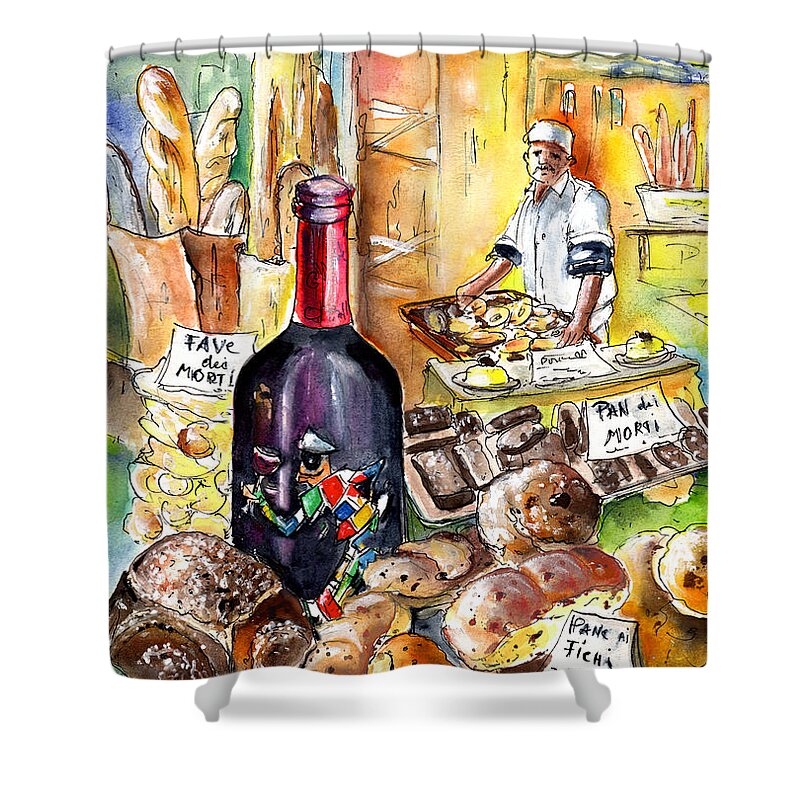 Travel Shower Curtain featuring the painting Bread From Bergamo by Miki De Goodaboom