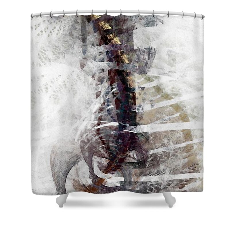 Backbone Shower Curtain featuring the digital art Breaking Bones by Nirvana Blues