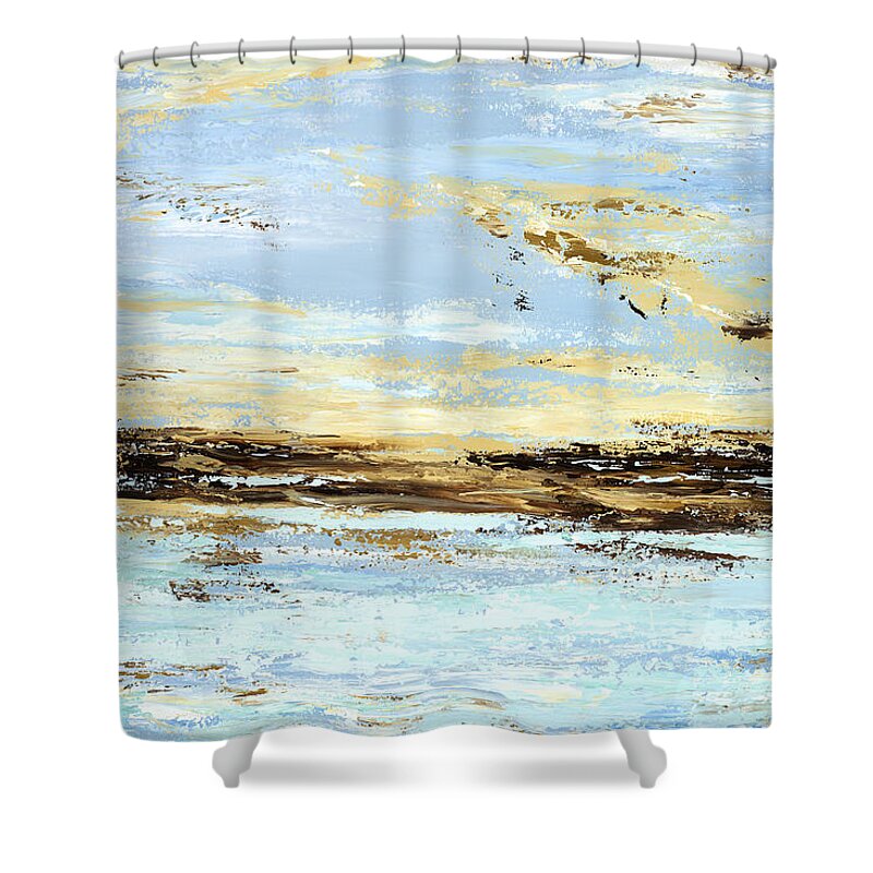 Costal Shower Curtain featuring the painting Breakwater by Tamara Nelson