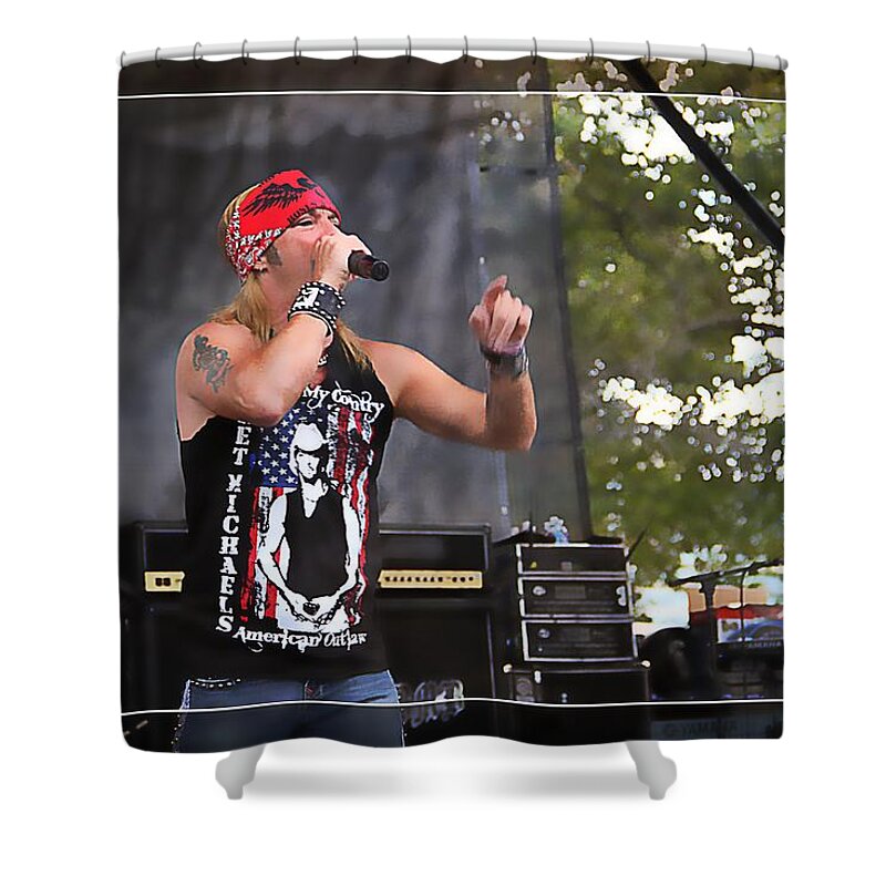 Bret Michaels Shower Curtain featuring the photograph Bret Making Music by Alice Gipson