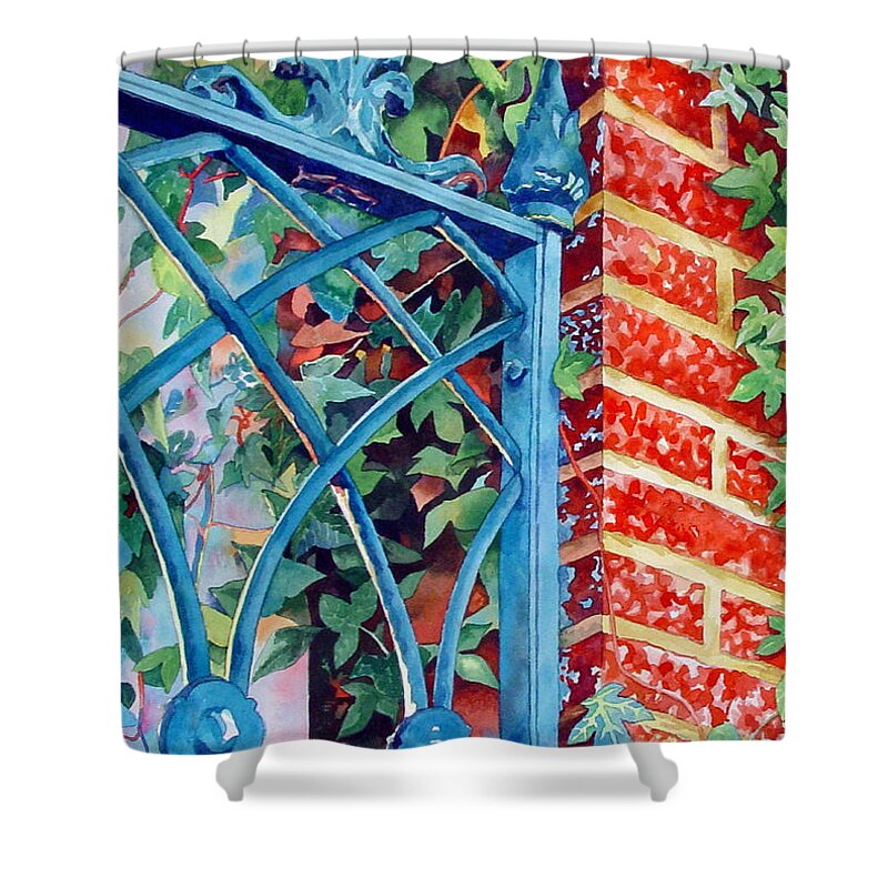 Watercolor Shower Curtain featuring the painting Brick and Iron by Mick Williams
