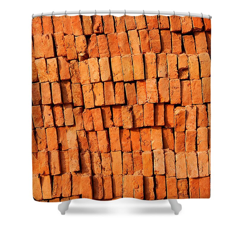 Brick Shower Curtain featuring the photograph Brick stack by Dutourdumonde Photography