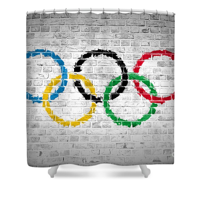 Olympic Movement Shower Curtain featuring the digital art Brick Wall Olympic Movement by Antony McAulay