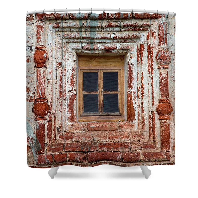 Built Structure Shower Curtain featuring the photograph Brick Wall Window At Kirillo-belozersky by Holger Leue