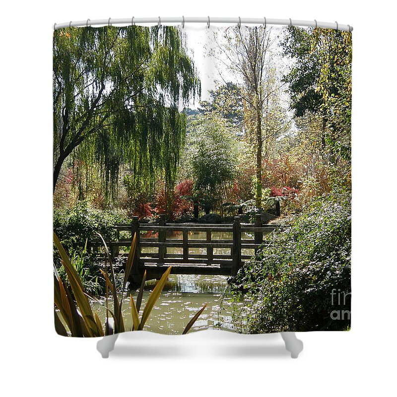 Bridge Shower Curtain featuring the photograph Bridge at Red Cow Farm by Bev Conover