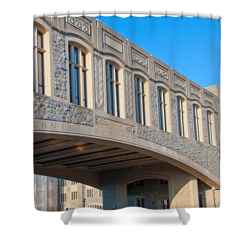 Torgersen Hall Shower Curtain featuring the photograph Bridge at Virginia Tech by Melinda Fawver