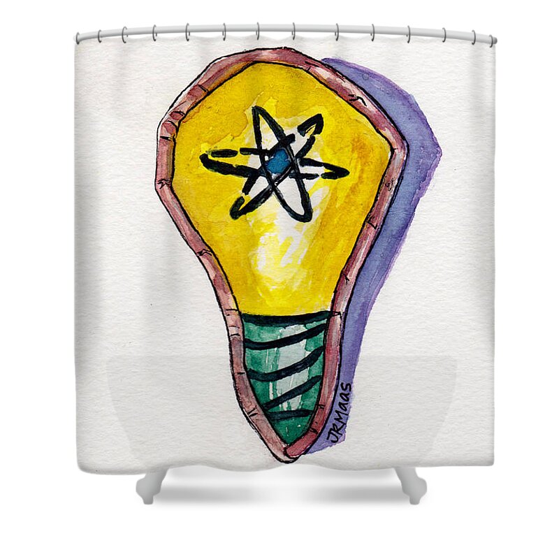 Lightbulb Shower Curtain featuring the painting Bright Idea by Julie Maas