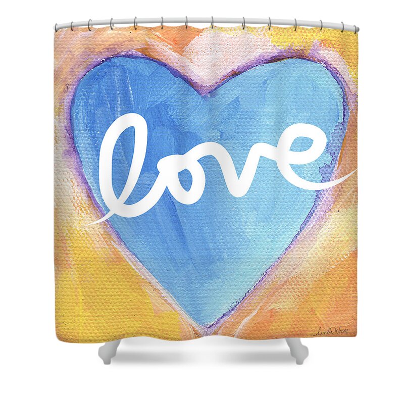 Love Shower Curtain featuring the painting Bright Love by Linda Woods