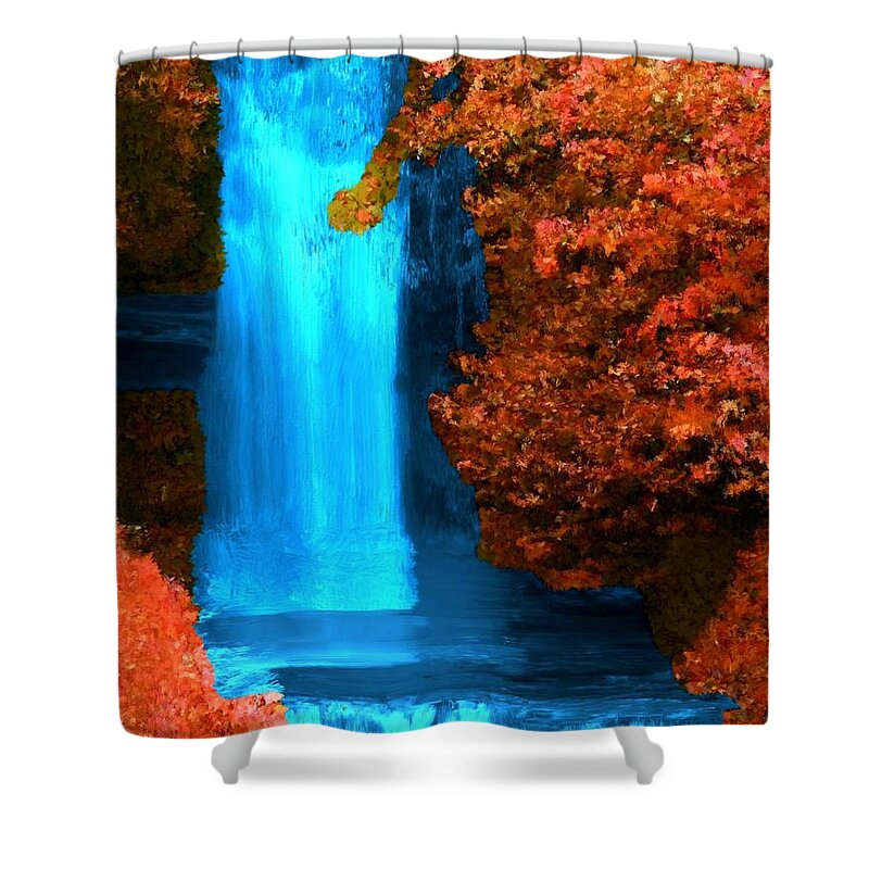 Fall Shower Curtain featuring the painting Brilliant Waterfall in Autumn by Bruce Nutting