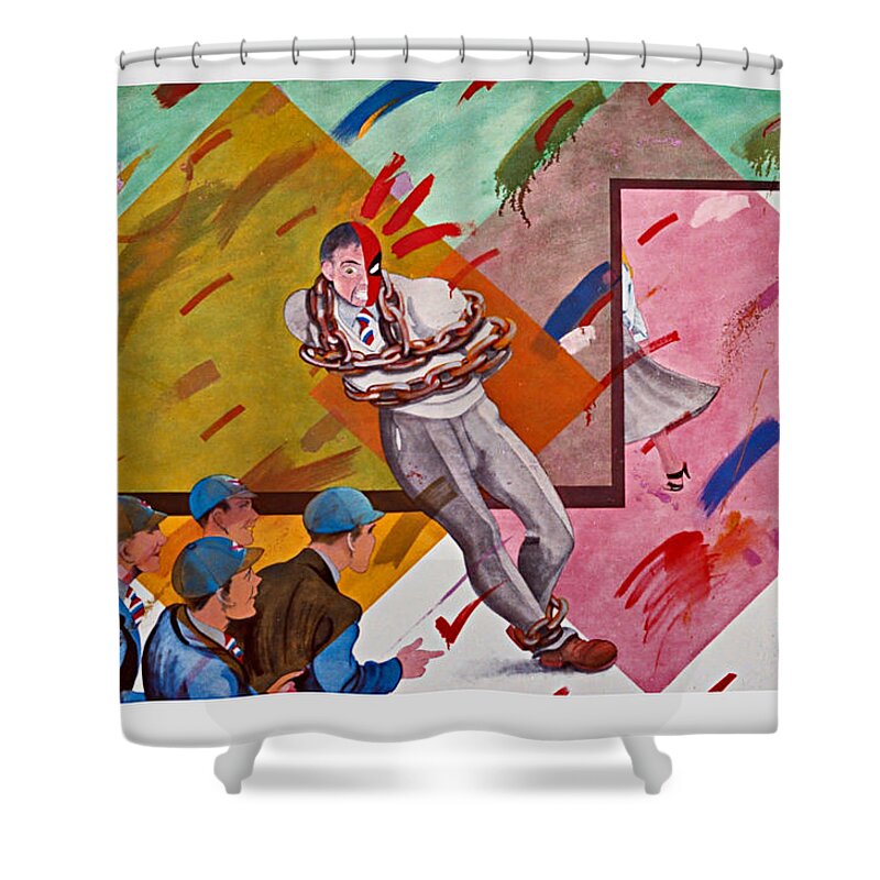 High School Shower Curtain featuring the painting Bring Back My High School To Me by Charles Stuart