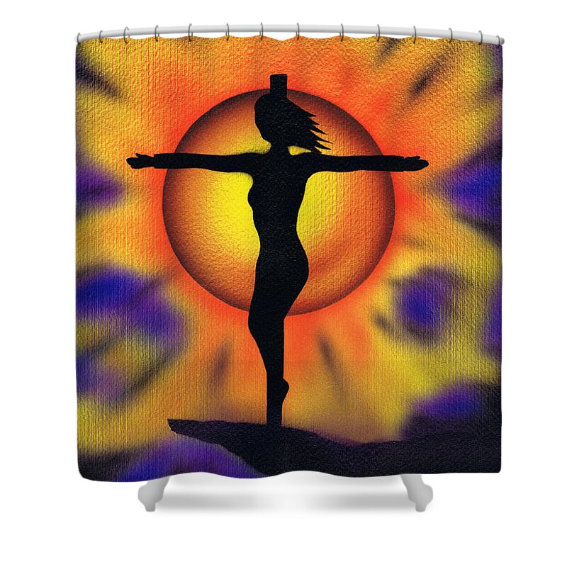 Sun Cross Shower Curtain featuring the painting Bring me back to life. by Kenneth Clarke
