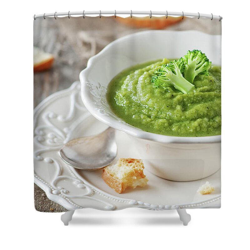 Broccoli Shower Curtain featuring the photograph Broccoli Soup by Oxana Denezhkina